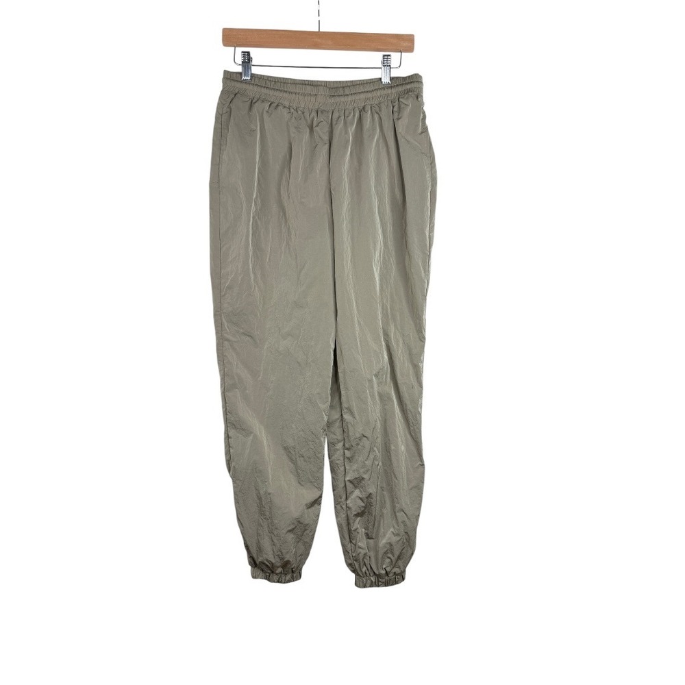 Good American Women's Shine Boyfriend Wind Pants Joggers Size 2 Brown